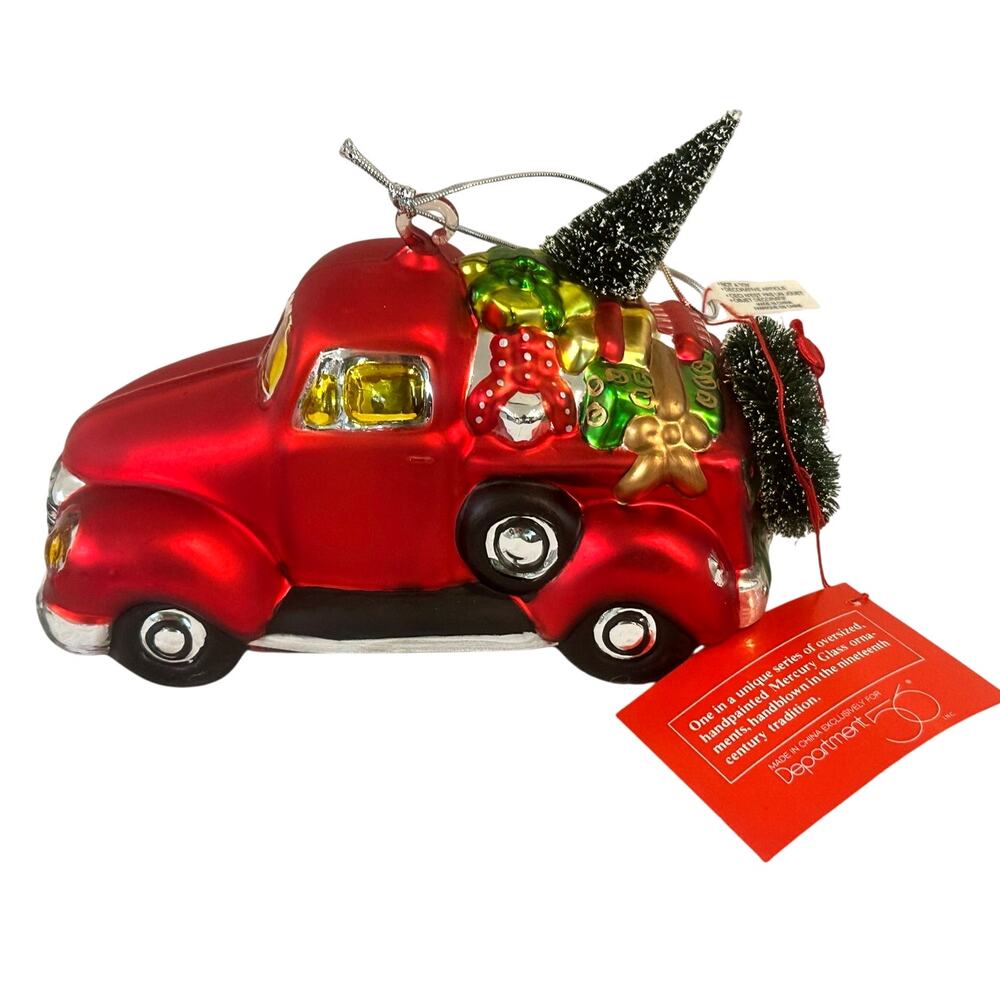 Department 56 Handblown Mercury Glass Jumbo Christmas Pickup Truck Ornament-NWT